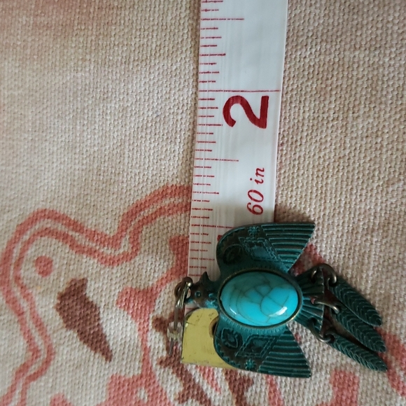 (B) Southwestern Earrings Tribal Bird Turquoise Native American Bird Feathers - Picture 6 of 8